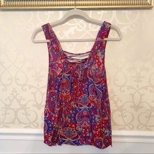 Splendid Kloe Paisley Print Lace-Up Back Tank